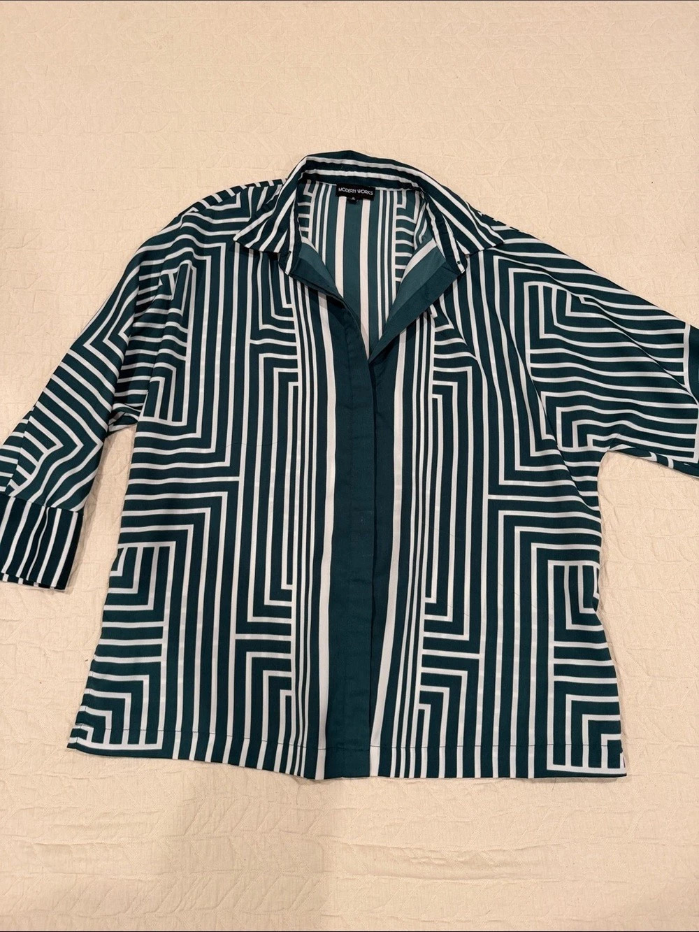 Modern Works Blue & White Geometric Two-Piece Set